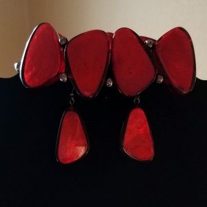 Red lucite Bracelet and Earrings